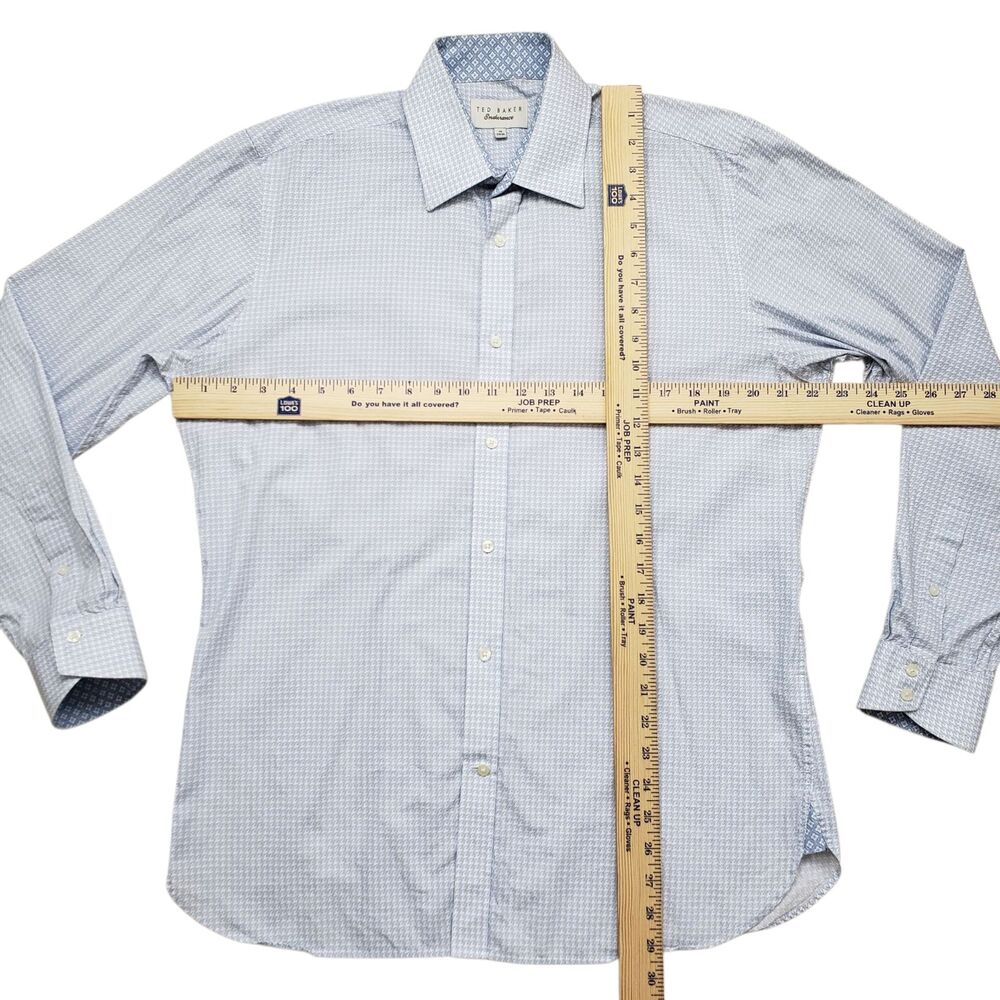 Ted Baker Endurance Dress Shirt Mens 16 34/35 Geometric Flip Cuff Long Sleeve - Picture 6 of 10